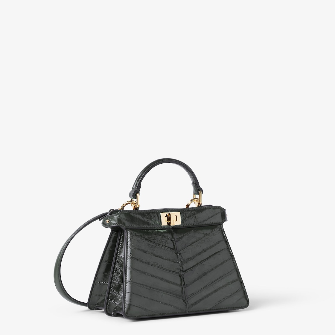 FENDI Peekaboo ISeeU Petite Forest green inlaid hagfish leather bag - Image 4